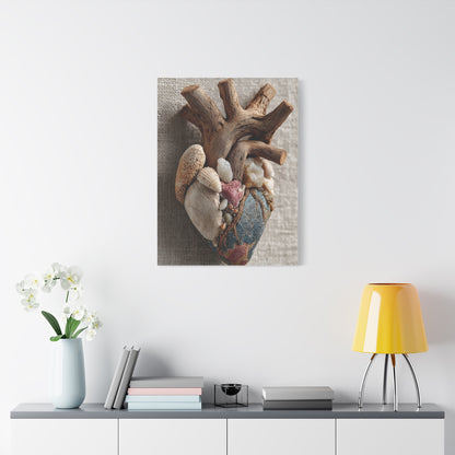 Driftwood Coastal Heart Sculpture Wall Art & Canvas Print