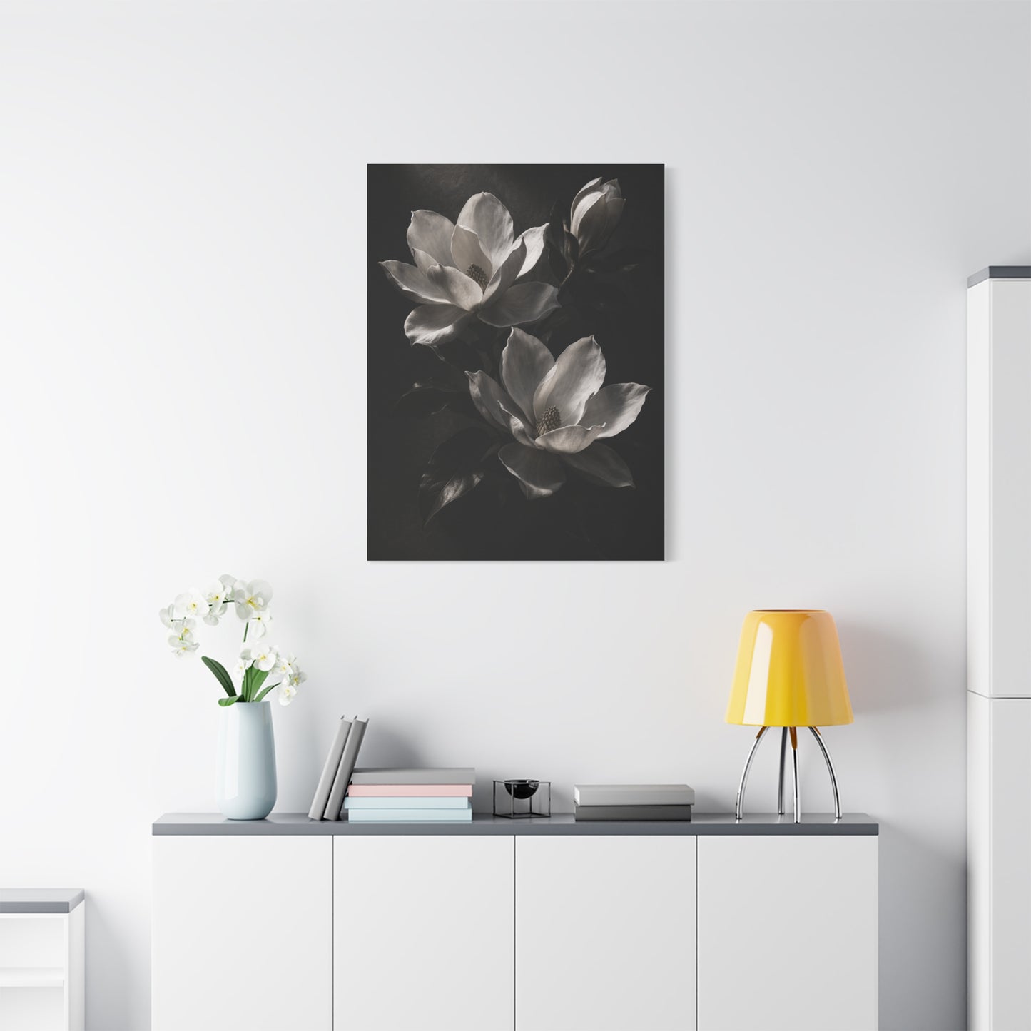 Charcoal Magnolia Floral Wall Art & Canvas Print