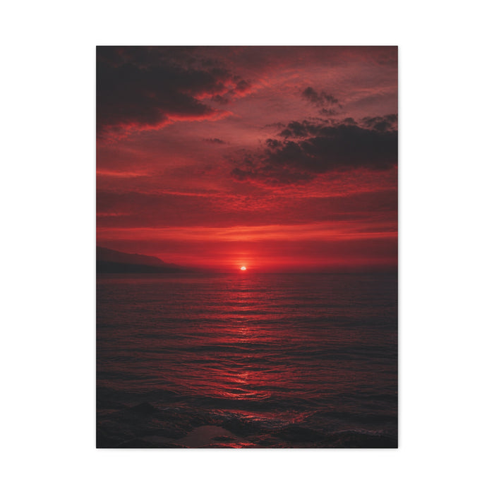 Crimson Sunset Seascape Wall Art & Canvas Print