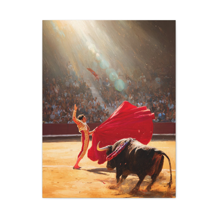 Spanish Matador and Charging Bull Arena Scene Wall Art & Canvas Print
