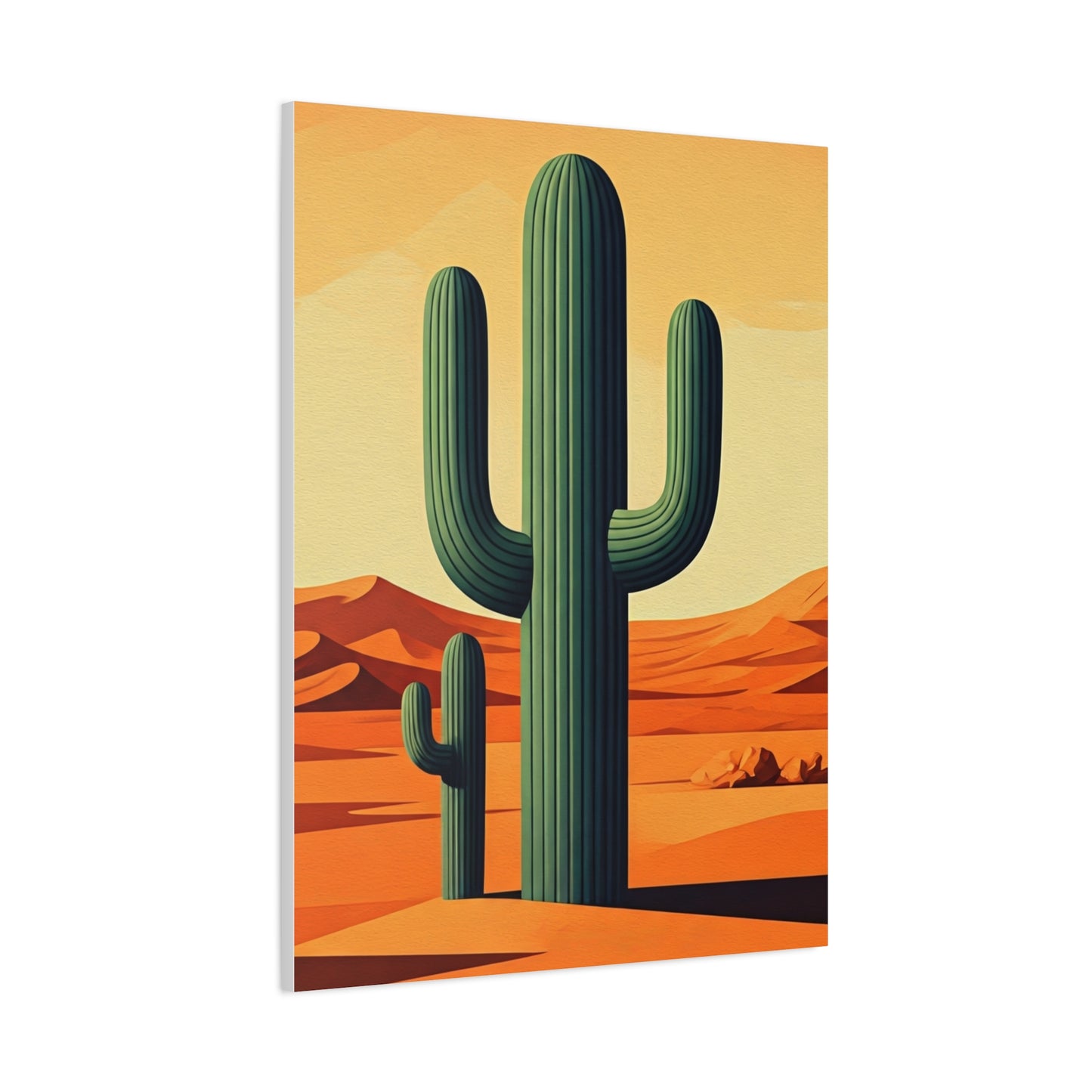 Minimal Desert Saguaro Landscape Illustration Wall Art & Canvas Prints
