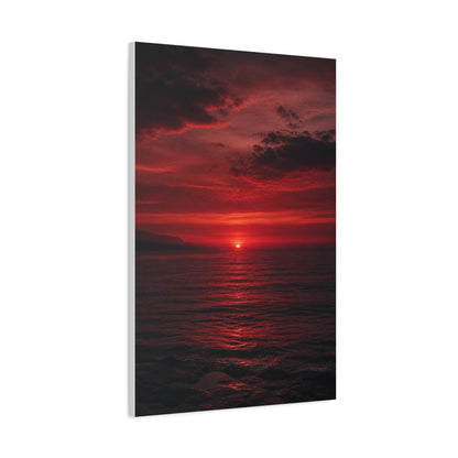 Crimson Sunset Seascape Wall Art & Canvas Print