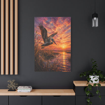 Pelican Marsh Sunset Scene Wall Art & Canvas Print