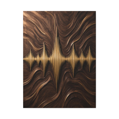 Golden Acoustic Wave Woodgrain Wall Art & Canvas Print
