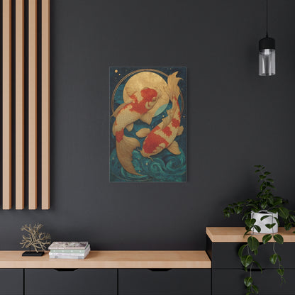 Koi Fish Gold Moon Wall Art & Canvas Print