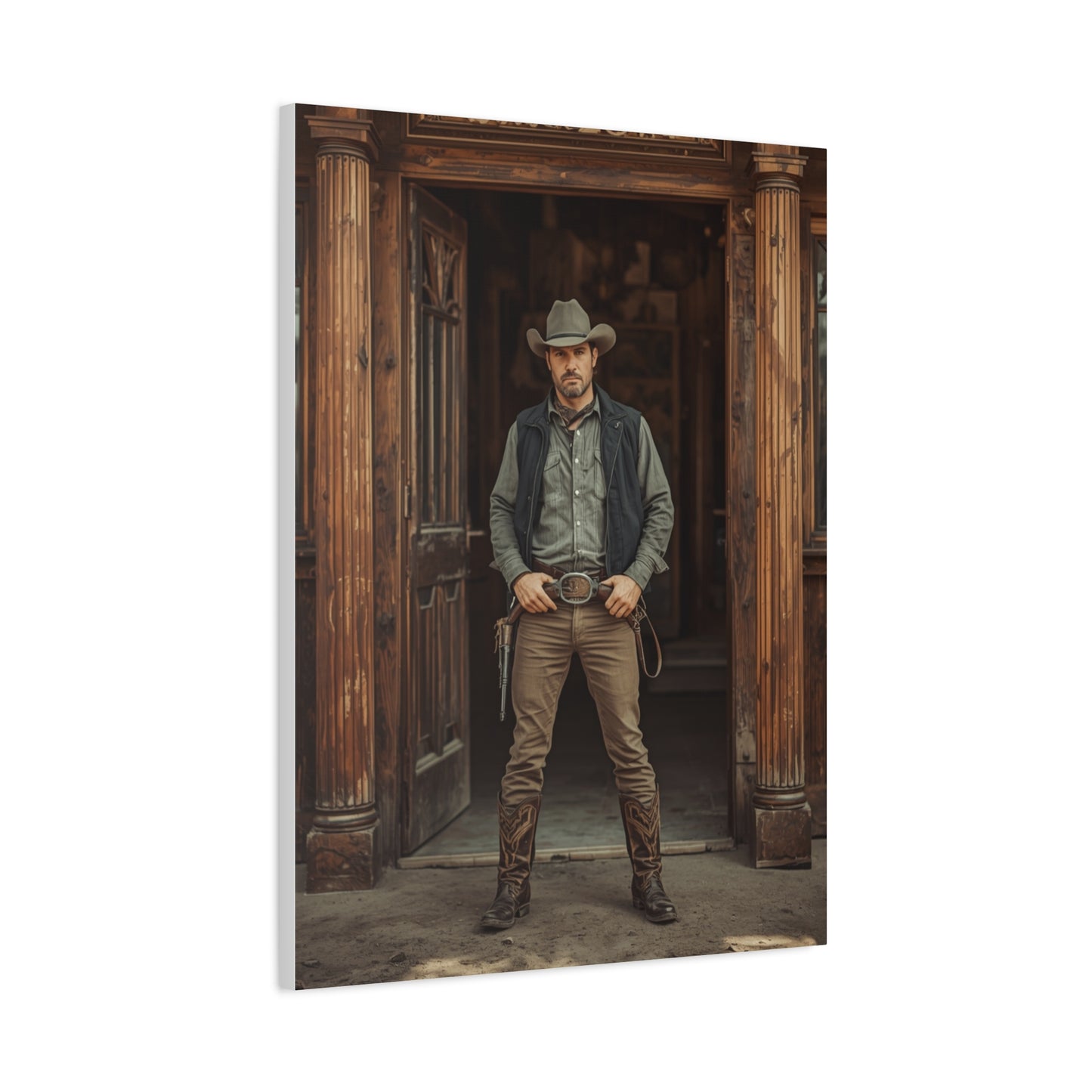 Gunslinger Outside the Saloon Wall Art & Canvas Print
