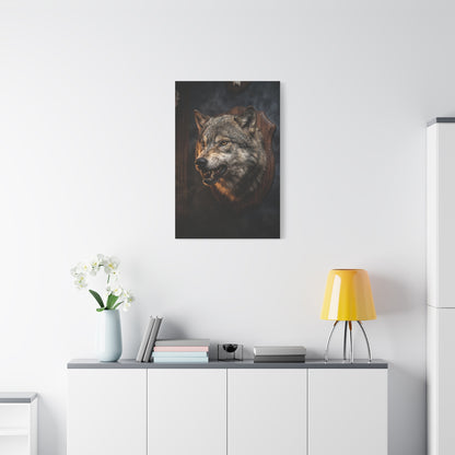 Mounted Wolf Head Lodge Trophy Scene Wall Art & Canvas Print