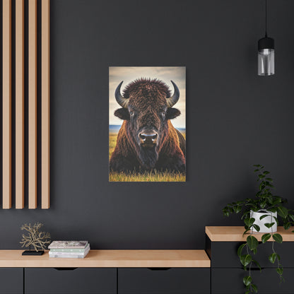 Symmetrical Prairie Bison Frontal Portrait Wall Art & Canvas Print