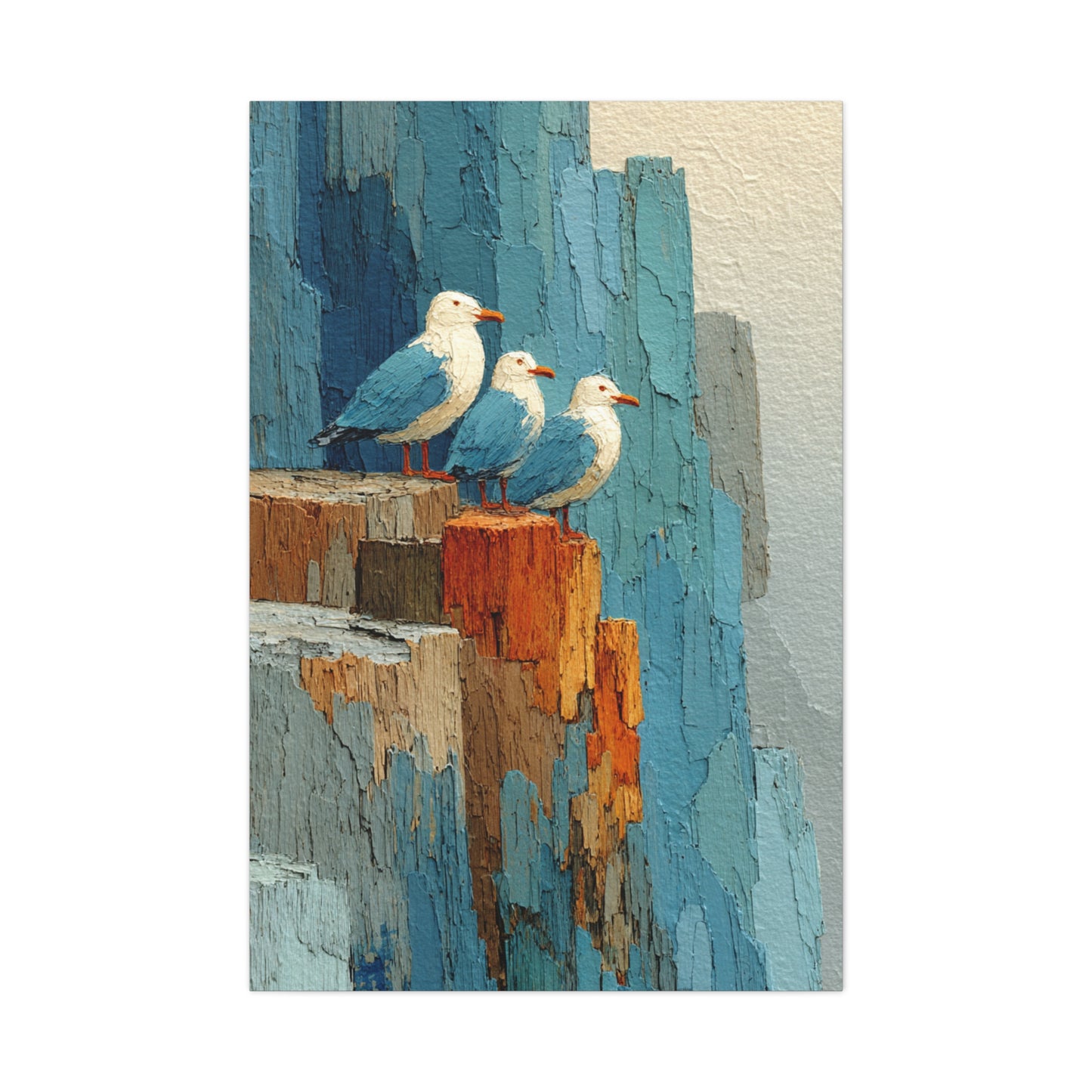 Seagull Trio Driftwood Relief Wall Art & Canvas Print