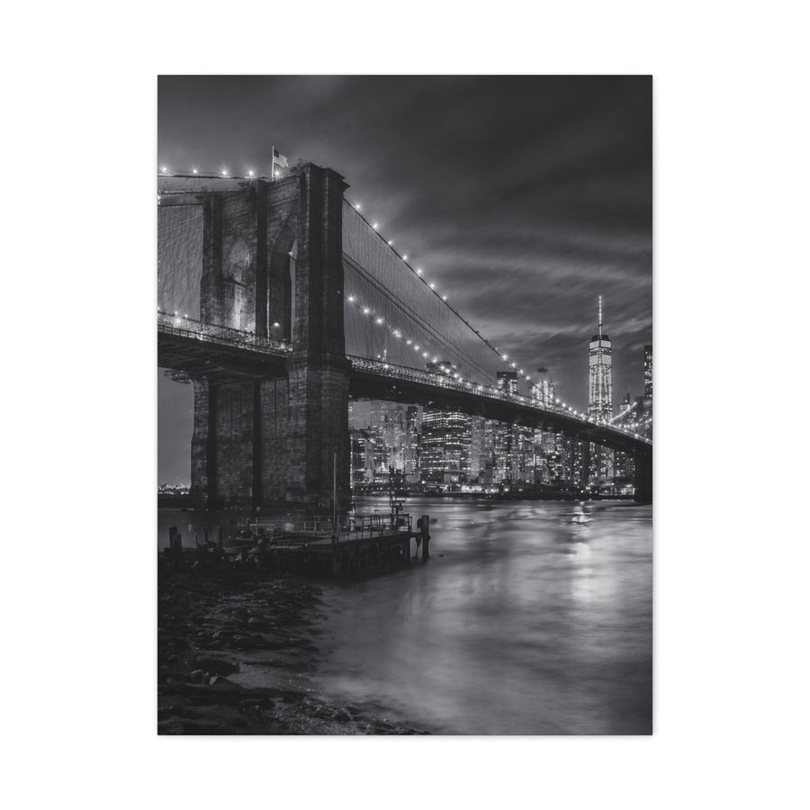 Brooklyn Bridge Night Panorama Wall Art & Canvas Print