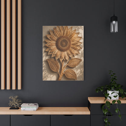Handwoven Natural Sunflower Textile Wall Art & Canvas Print