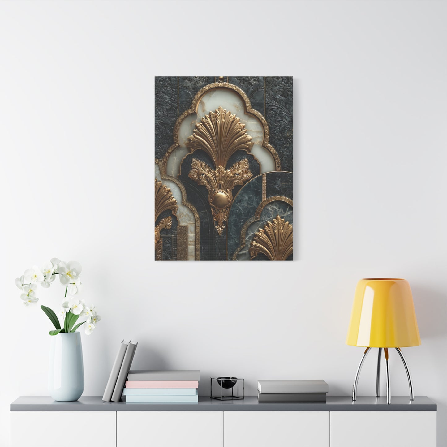 Art Deco Gold Architectural Relief Wall Art & Canvas Print
