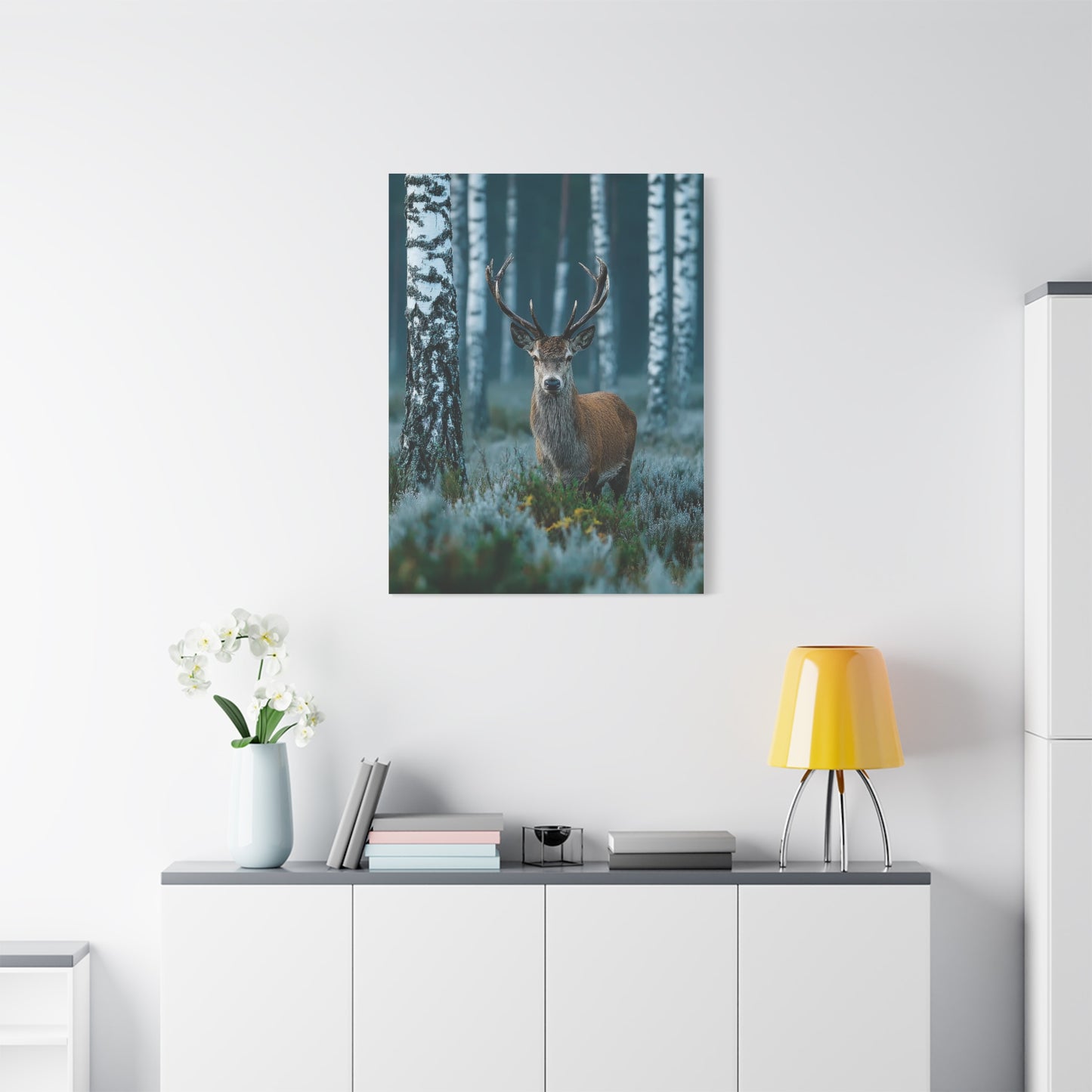 Scandinavian Woodland Stag Portrait Wall Art & Canvas Print