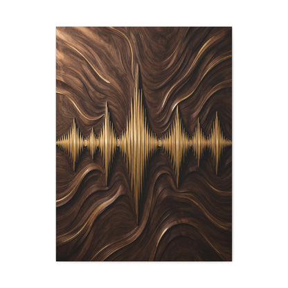 Golden Acoustic Wave Woodgrain Wall Art & Canvas Print