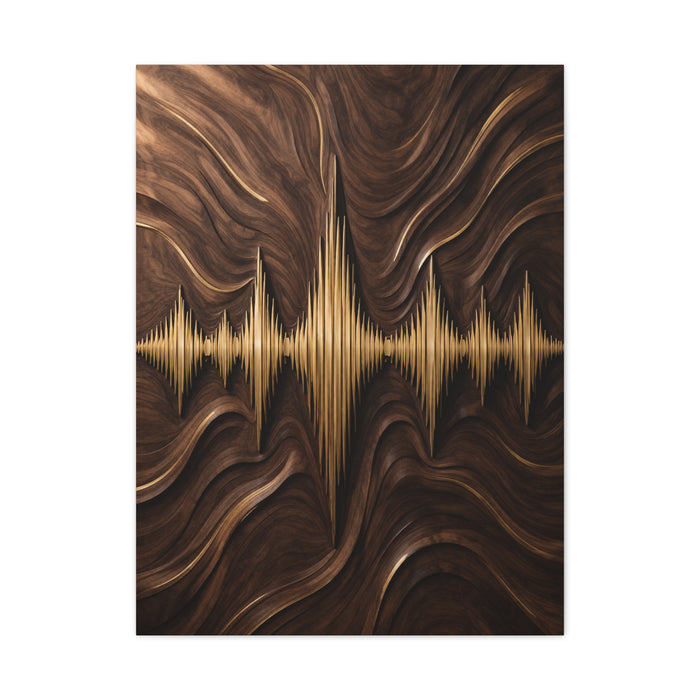 Golden Acoustic Wave Woodgrain Wall Art & Canvas Print