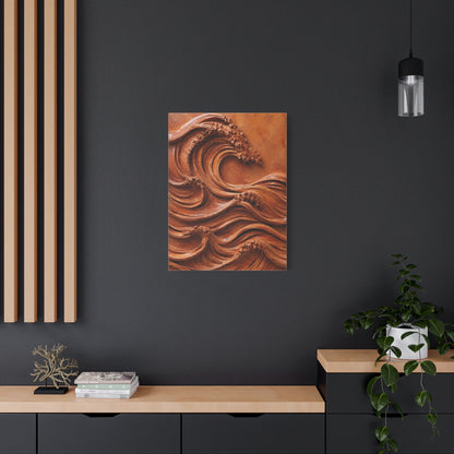 Terracotta Clay Wave Sculpture Panel Wall Art & Canvas Print