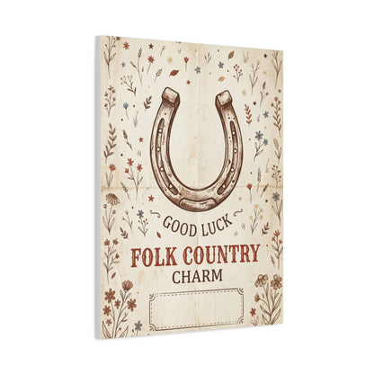 Rustic Horseshoe Folk Charm Poster Wall Art & Canvas Print