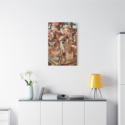 Chihuahua Champagne Bar Cart Wall Art & Canvas Print