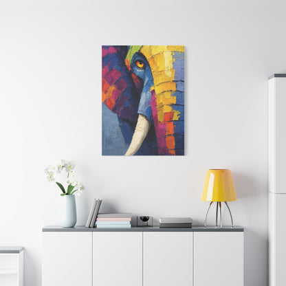 Abstract Color Elephant Impasto Wall Art & Canvas Print