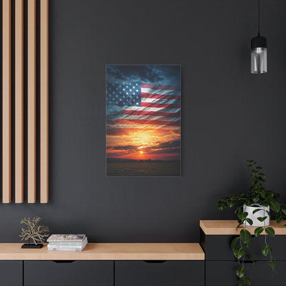 American Flag Sunset Glory Wall Art & Canvas Prints