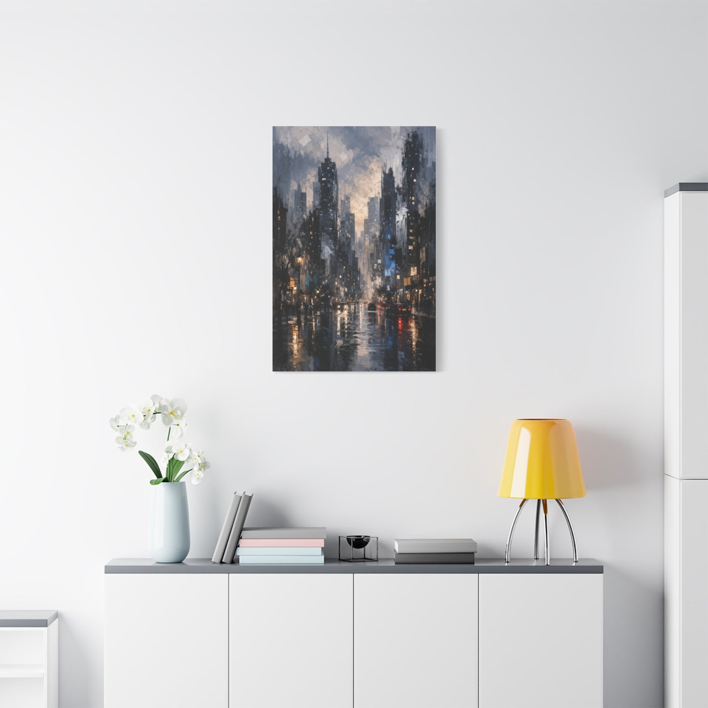 Rainy Cityscape Nights Wall Art & Canvas Print