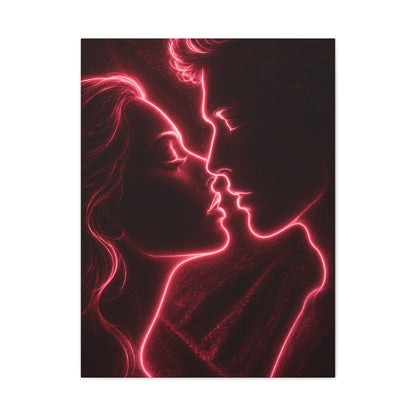 Neon Velvet Kiss Silhouette Wall Art & Canvas Print