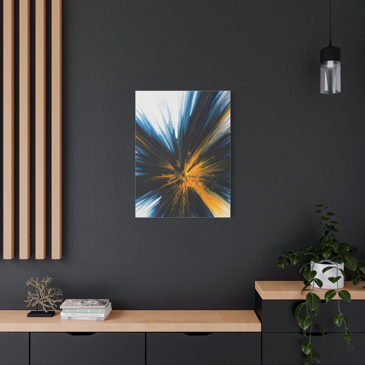 Blue and Gold Radiating Abstract Wall Art & Canvas Prints