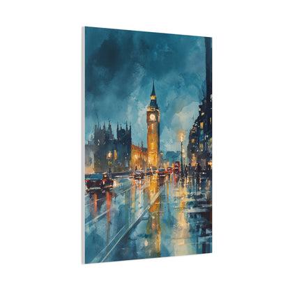 Rainy London Big Ben Reflection Wall Art & Canvas Print