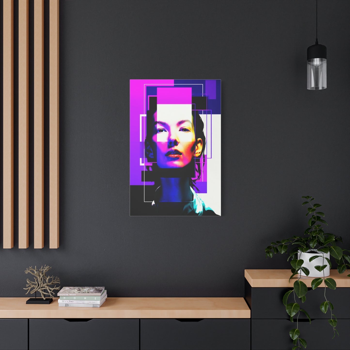 Neon Geometry Portrait Wall Art & Canvas Print