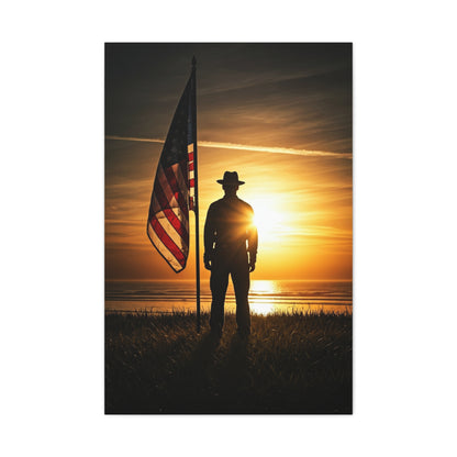 Sunset Veteran Tribute Flag Wall Art & Canvas Prints