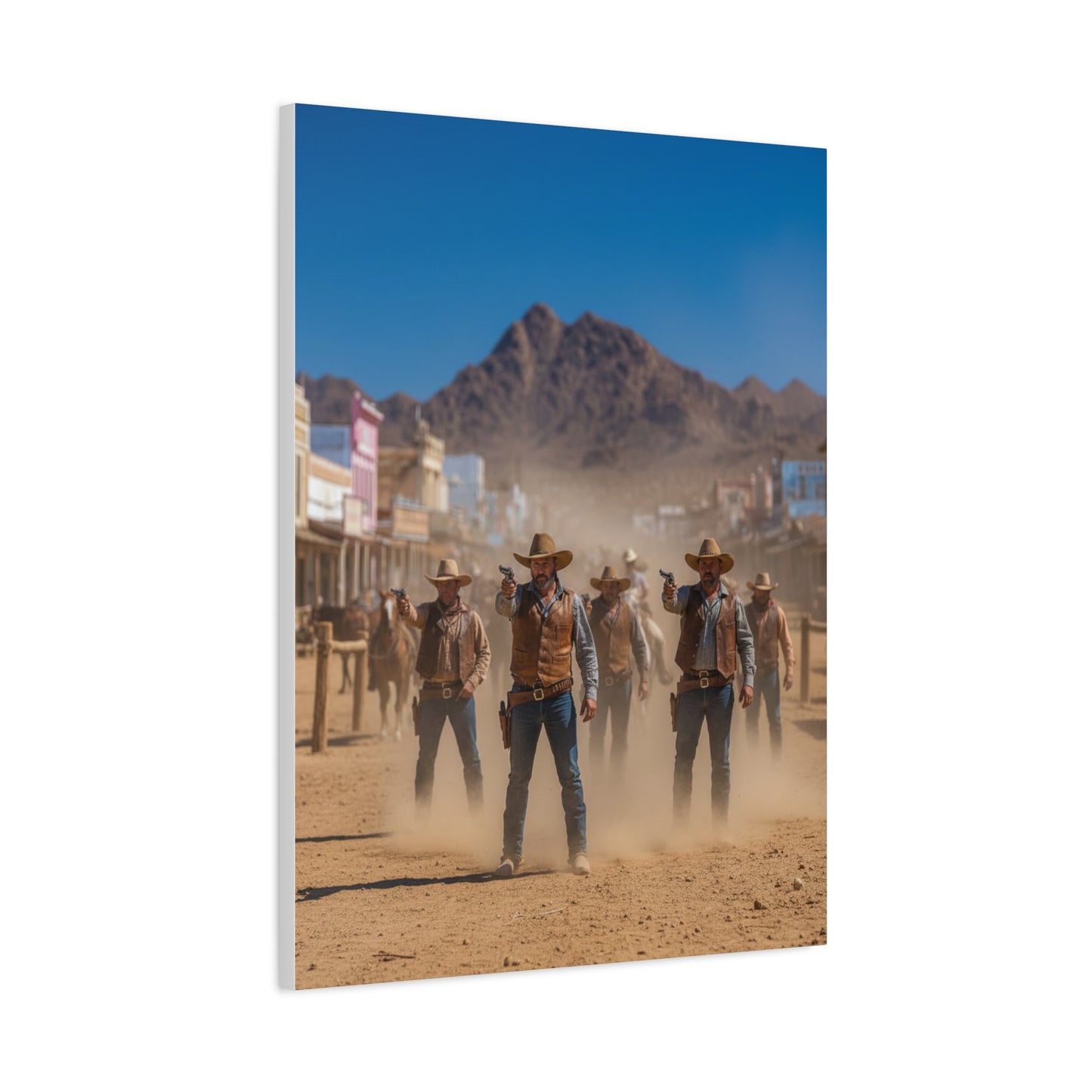 Frontier Gunslingers Western Street Standoff Wall Art & Canvas Print