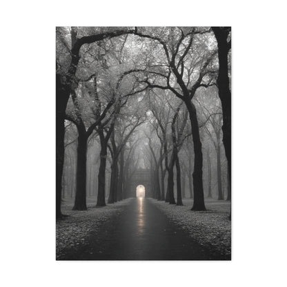 Misty Tree Avenue Monochrome Wall Art & Canvas Print