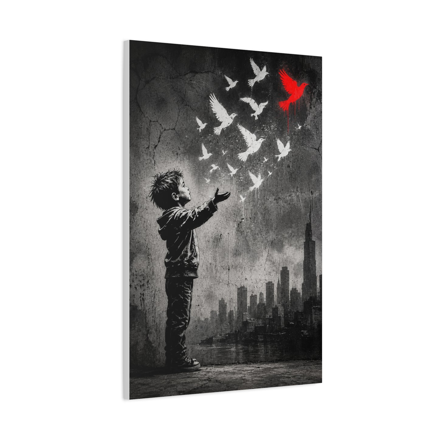 Freedom Birds Urban Stencil Street Wall Art & Canvas Print