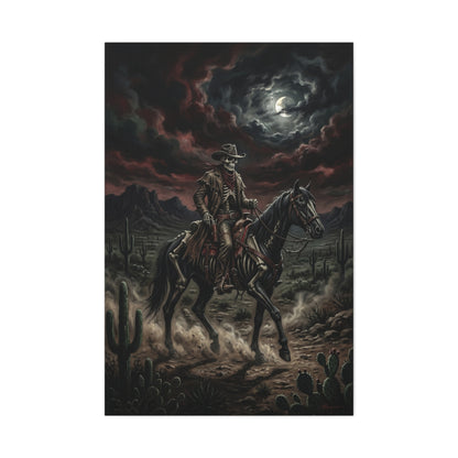 Moonlit Skeleton Rider Desert Journey Wall Art & Canvas Print