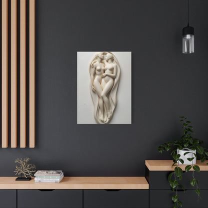Sculptural Dual Figure Relief Wall Art & Canvas Print
