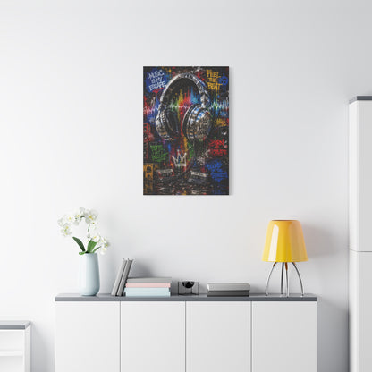 Graffiti Headphones Music Street Wall Art & Canvas Print