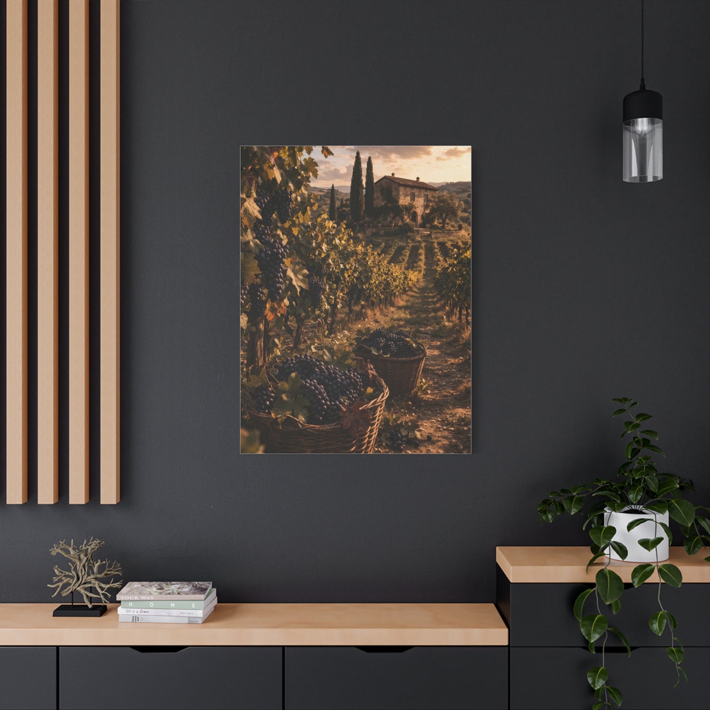 Tuscan Vineyard Harvest Scene Wall Art & Canvas Print
