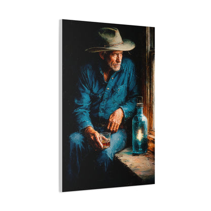 Whiskey Window Cowboy Painting Wall Art & Canvas Print