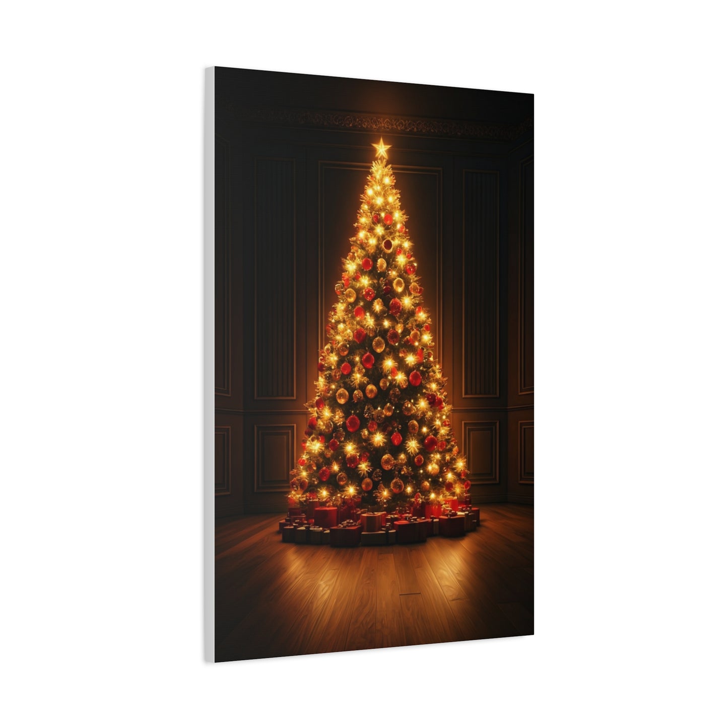 Golden Christmas Tree Glow Wall Art & Canvas Print