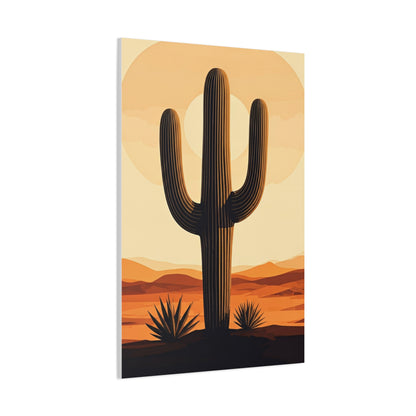 Minimal Desert Sun Saguaro Illustration Wall Art & Canvas Prints