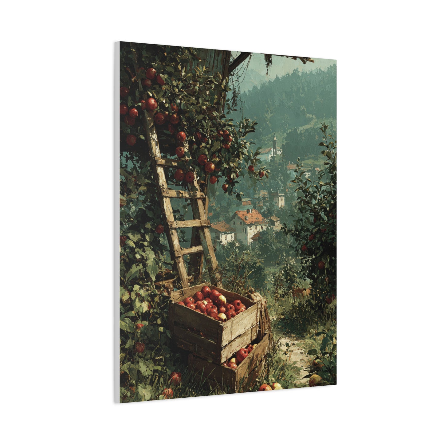 Apple Orchard Harvest Scene Wall Art & Canvas Print