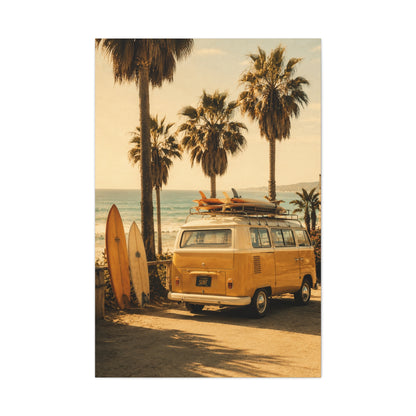 Vintage Coastal Surf Van Nostalgia Scene Wall Art & Canvas Print