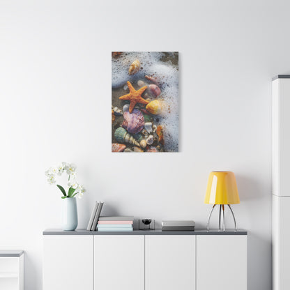 Seashells and Starfish on Ocean Shore Wall Art & Canvas Print