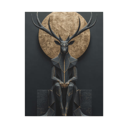 Art Deco Golden Halo Stag Wall Art & Canvas Print