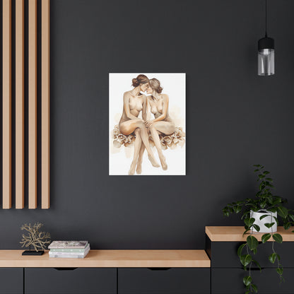 Romantic Dual Figure Floral Composition Wall Art & Canvas Print