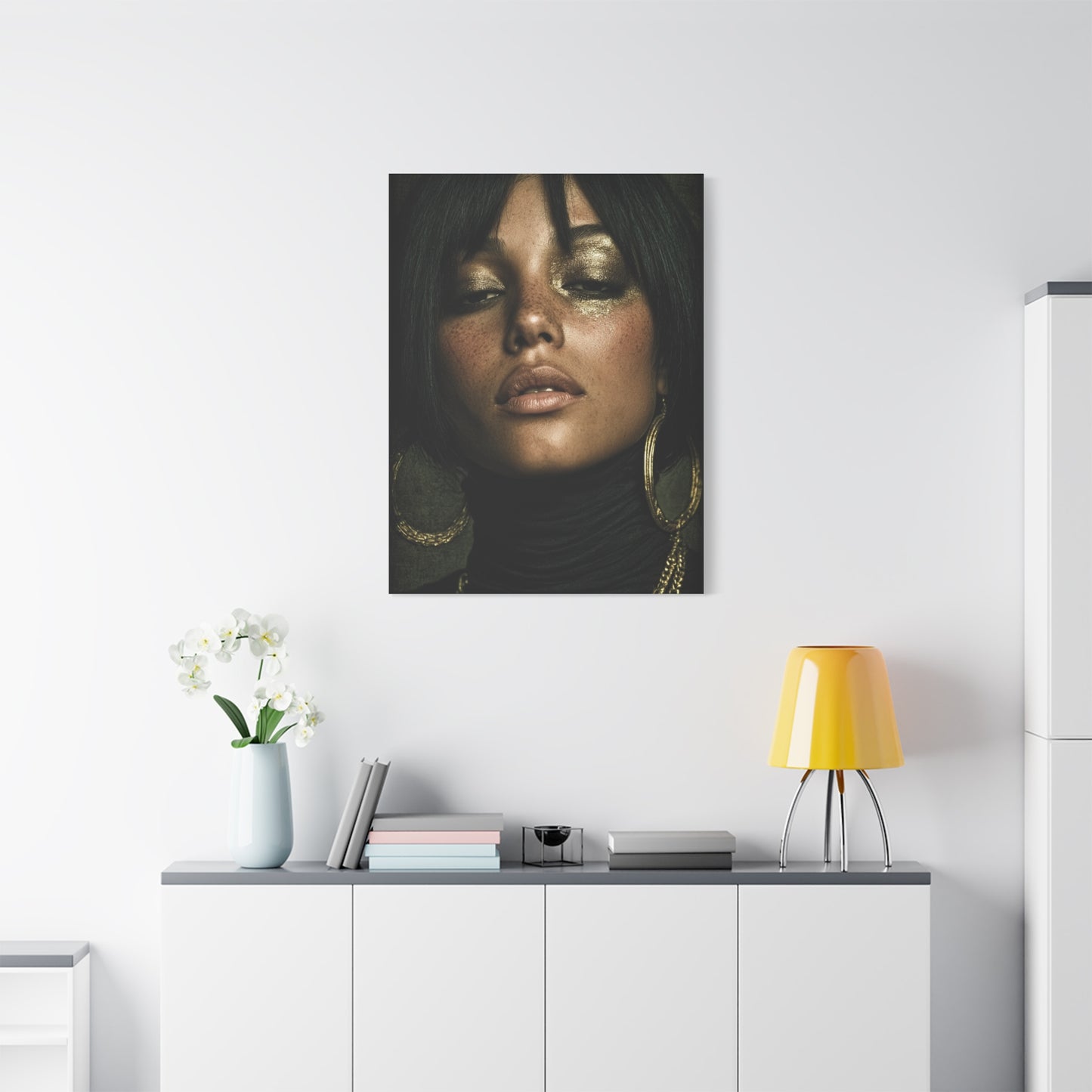 Gold Leaf Eyelid Noir Portrait Wall Art & Canvas Print