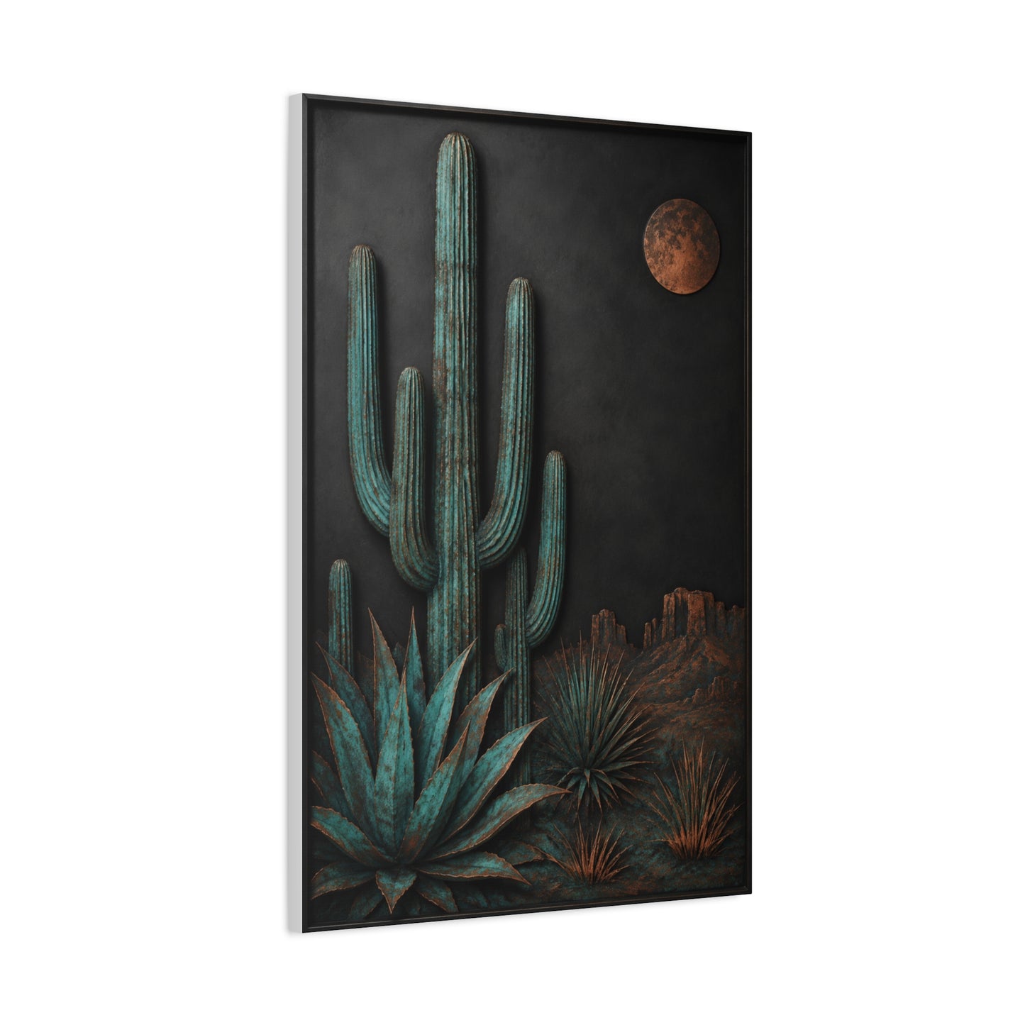 Turquoise Patina Desert Cactus Wall Art & Canvas Print