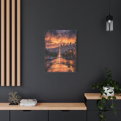 San Francisco Rainy Sunset Cityscape Wall Art & Canvas Print