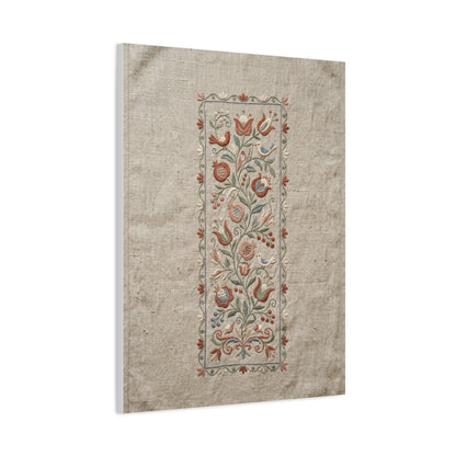 Rustic Folk Botanical Embroidery Strip Wall Art & Canvas Print