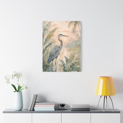 Soft Tropical Heron Marsh Landscape Tropical Wall Art & Canvas Print